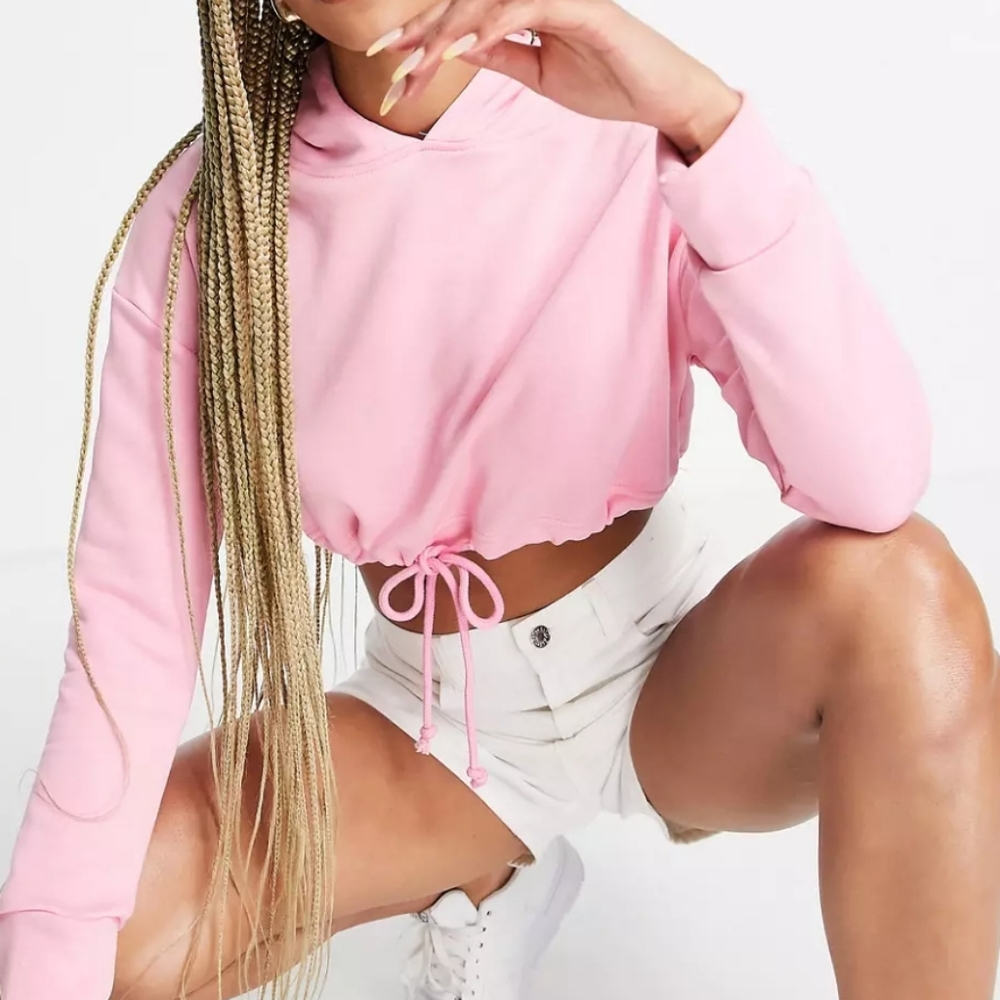 Pink Crop Top Hoodie